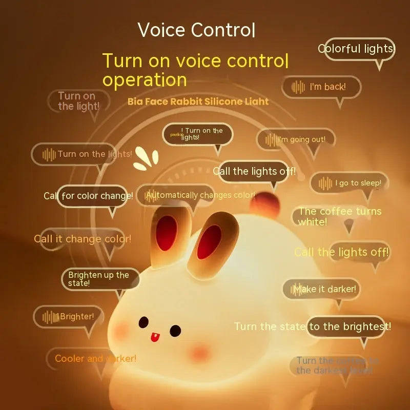 Cute LED Night Light Touch Sensor Cartoon Kid's Nightlights Big Face Rabbit Silicone Night Light Christmas Gift Bedside Lamp Home Decor Trendify Hubs
