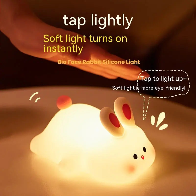 Cute LED Night Light Touch Sensor Cartoon Kid's Nightlights Big Face Rabbit Silicone Night Light Christmas Gift Bedside Lamp Home Decor Trendify Hubs