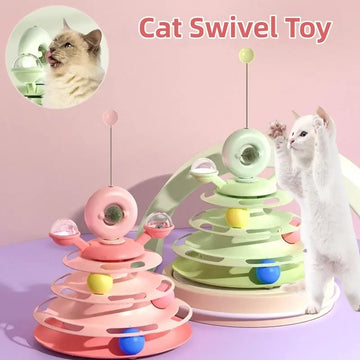 4 Levels Cat Toy Tower Turntable Roller Balls Toys Interactive Intelligence Pets Toys Training Track Puzzle Funny Games Accessories Pet Products Trendify Hubs