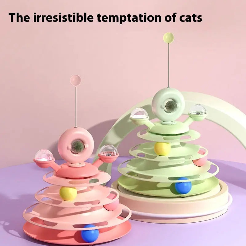 4 Levels Cat Toy Tower Turntable Roller Balls Toys Interactive Intelligence Pets Toys Training Track Puzzle Funny Games Accessories Pet Products Trendify Hubs