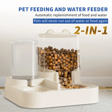 Transparent And Visible Pet Feeding And Drinking Dispenser, Automatically Refilling Food And Water, Trendify Hubs