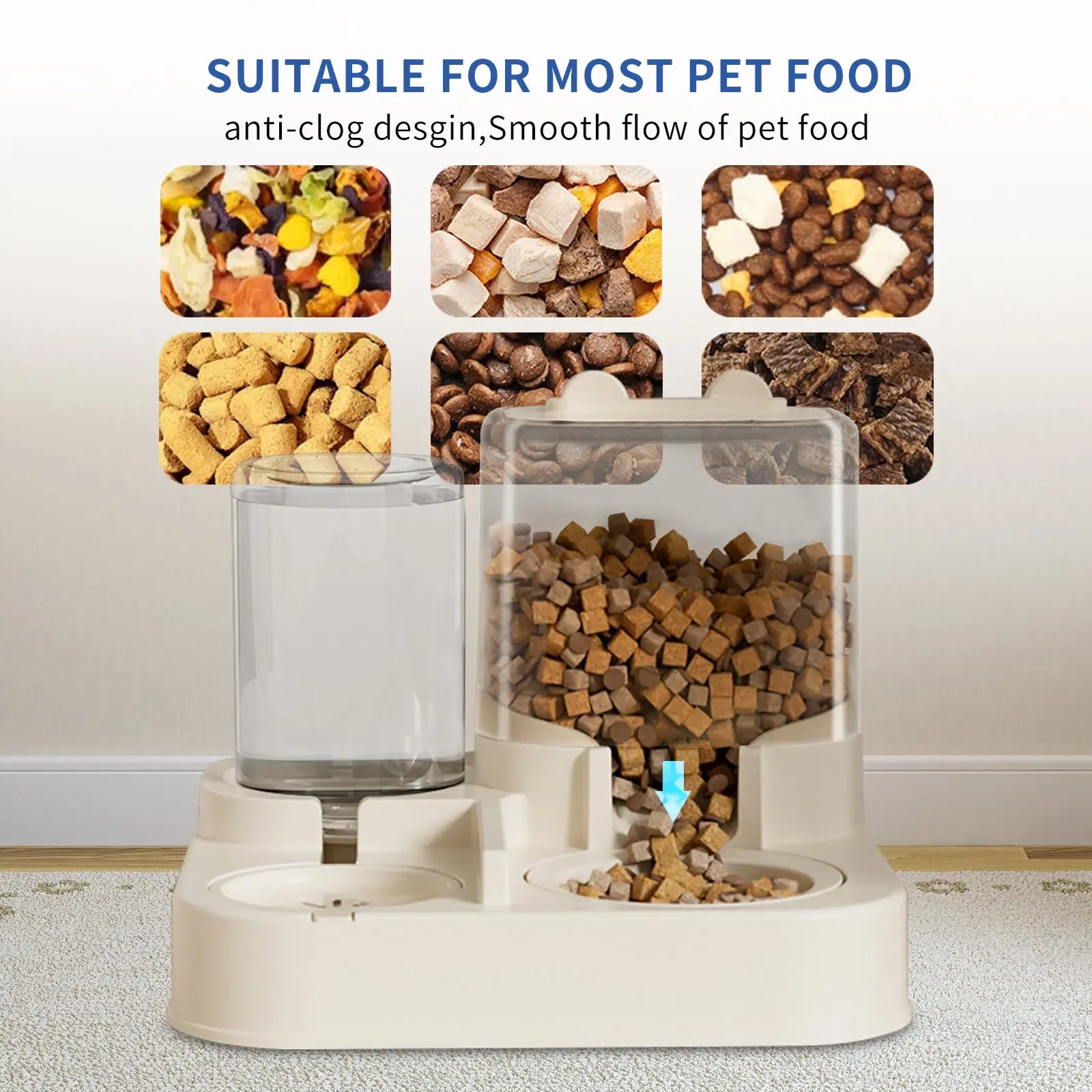 Transparent And Visible Pet Feeding And Drinking Dispenser, Automatically Refilling Food And Water, Trendify Hubs