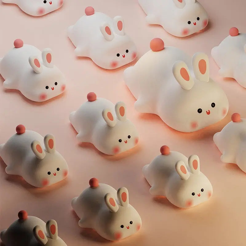 Cute LED Night Light Touch Sensor Cartoon Kid's Nightlights Big Face Rabbit Silicone Night Light Christmas Gift Bedside Lamp Home Decor Trendify Hubs