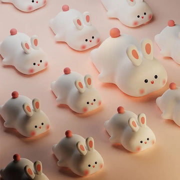 Cute LED Night Light Touch Sensor Cartoon Kid's Nightlights Big Face Rabbit Silicone Night Light Christmas Gift Bedside Lamp Home Decor Trendify Hubs